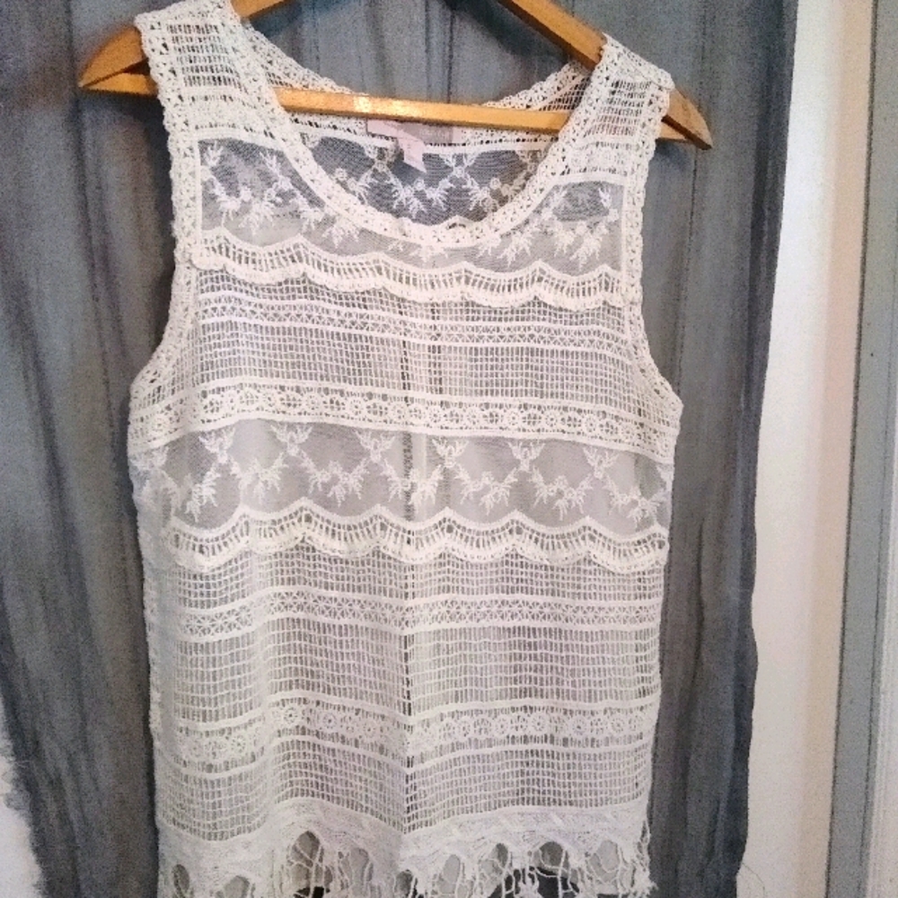 Lace and sheer tank / cover up M